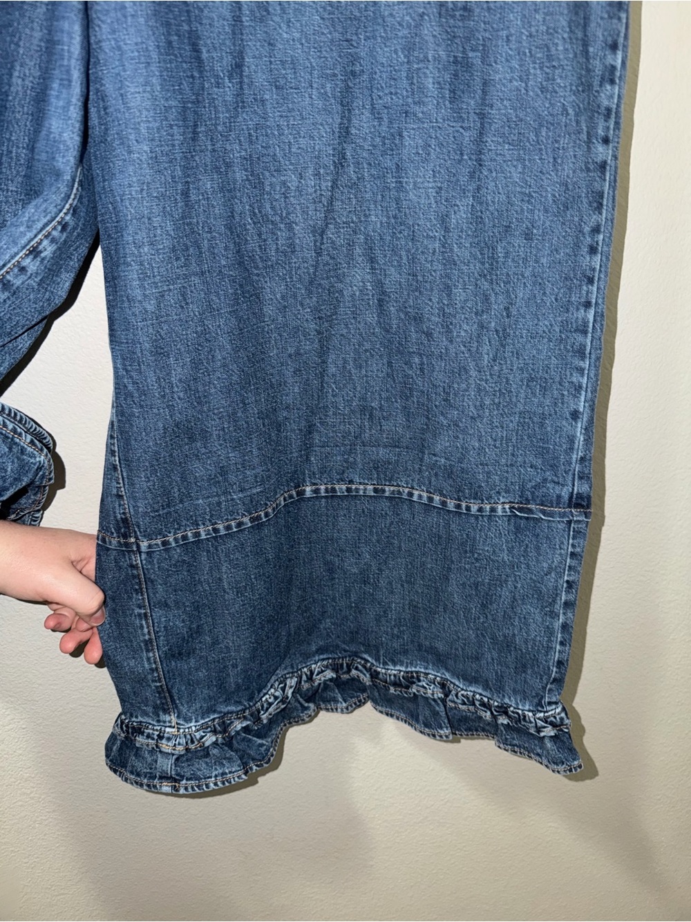 FREE PEOPLE Pants We The Free Love Me Not Bloomer Jeans Wide Leg Crop Large Boho - Picture 5 of 9